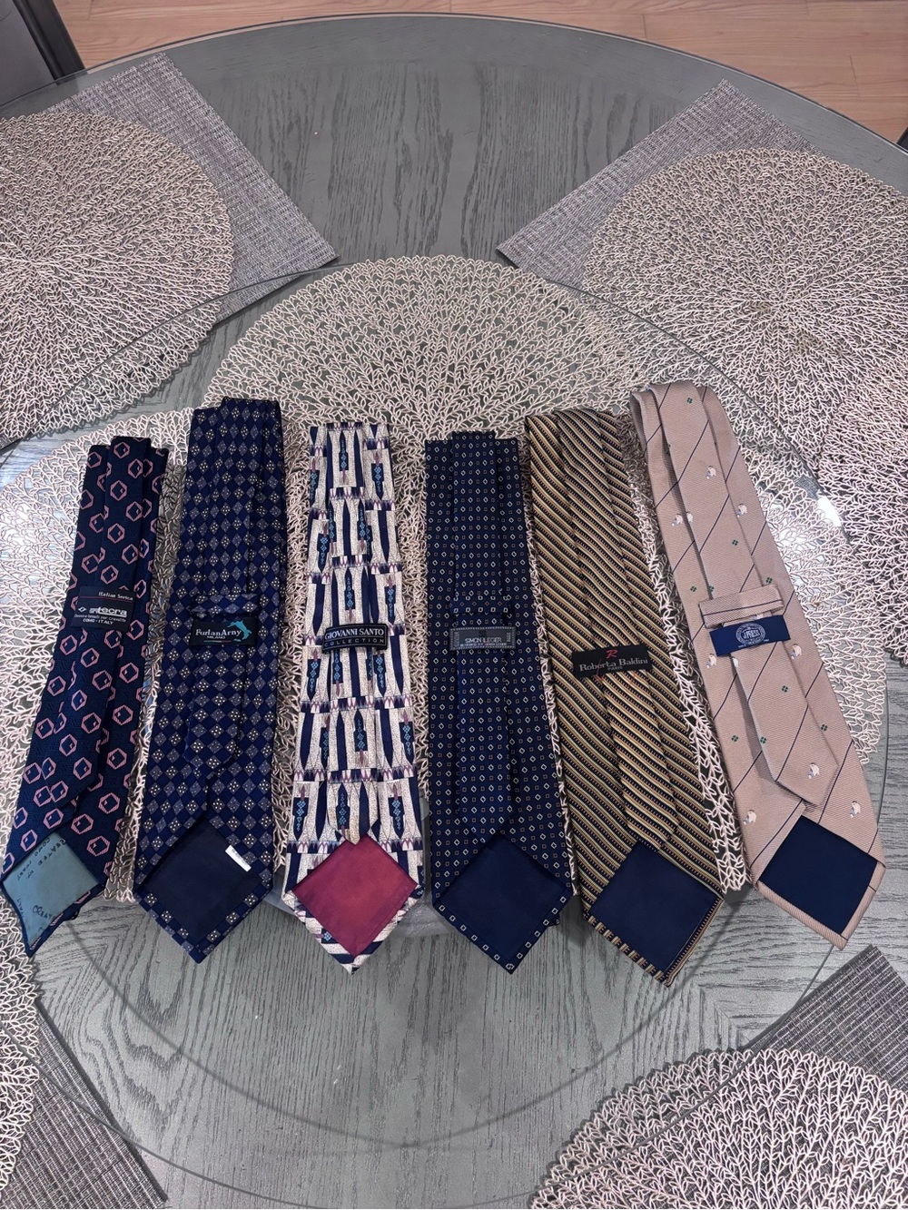 Men's Necktie - 👔 Assorted Navy, Blue, Beige, Gold Patterns - Paris and Ital